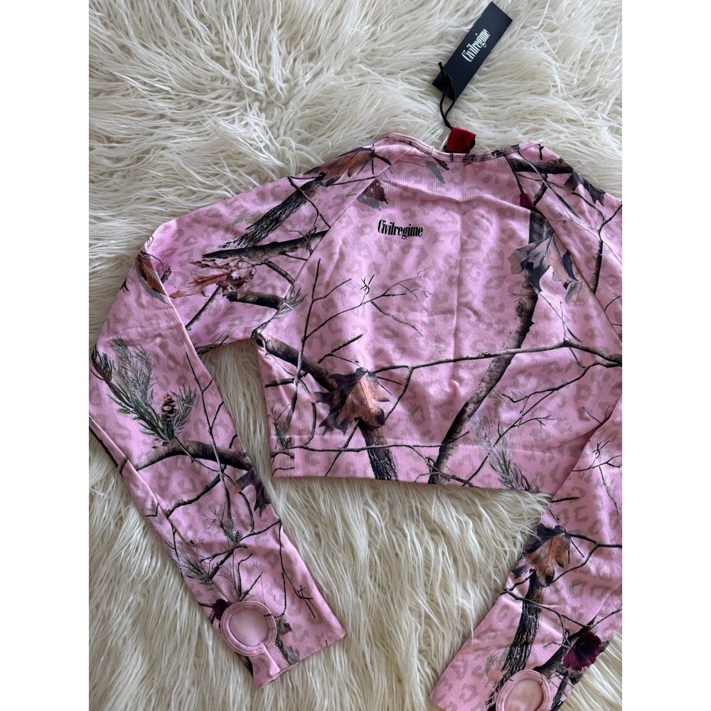 Civil Regime Concrete Forest Seamless Top Baby Pink Real Leopard Camo XL - Picture 9 of 12
